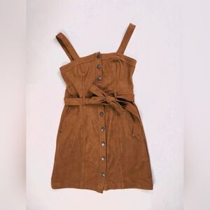 Abercrombie & Fitch Brown Suede Faux Leather Jumper Mini Dress Womens XS